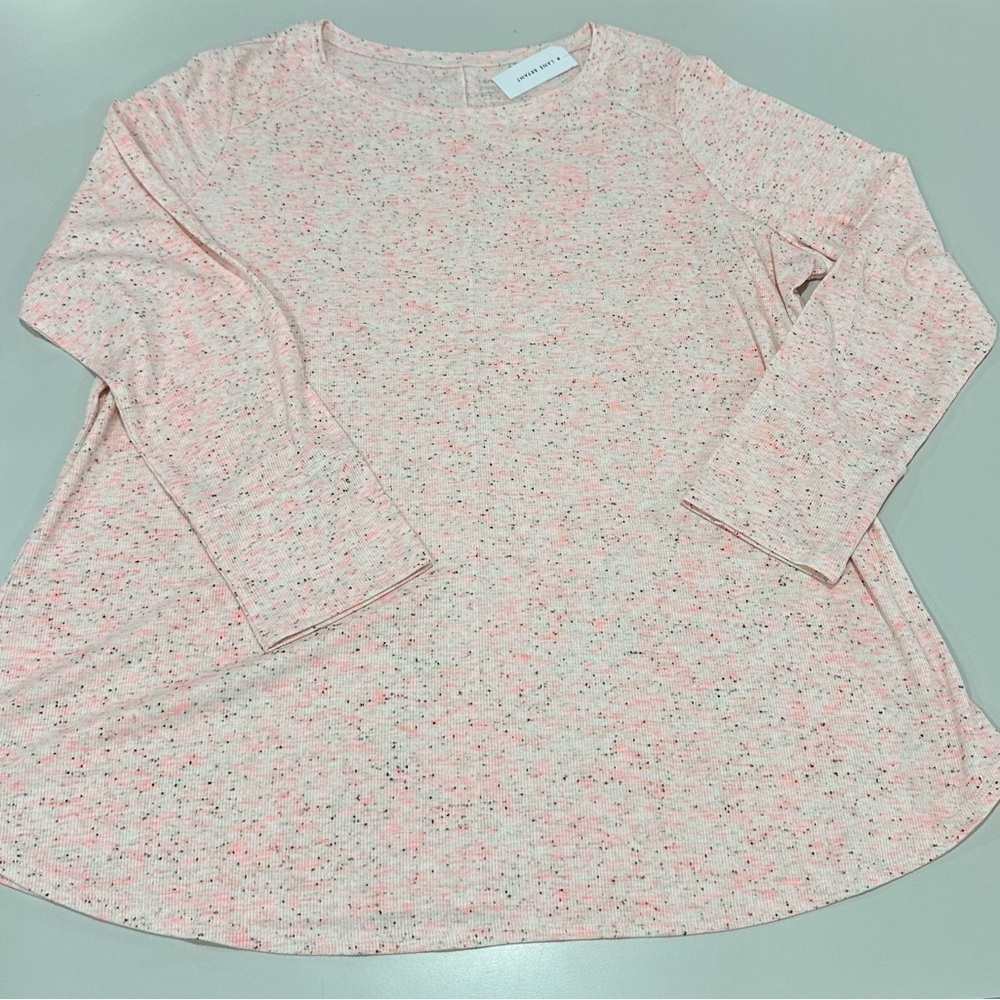 Lane Bryant Pink and White Relaxed Tunic Top